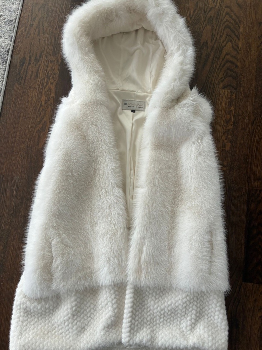 Women's White Faux Fur Hooded Vest by Jessica Simpson